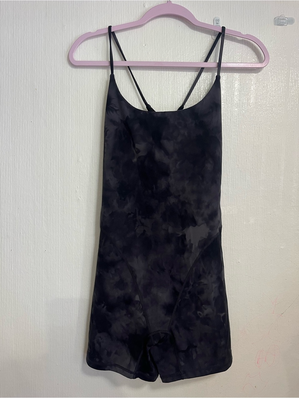 Glyder Black Tie-Dye Satin Slip Romper